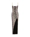 Balmain Shiny Python Gown With Chain Detail In Gray