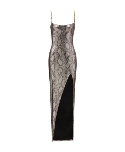 BALMAIN LONG DRESS WITH CHAIN STRAPS