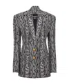Balmain Snakeskin-print Single-breast Blazer In Gray