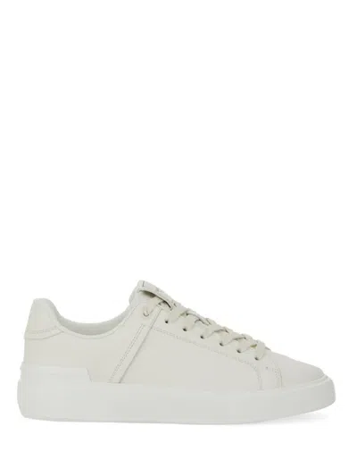 Balmain Leather Court Sneakers For Women In White