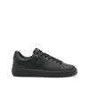 Balmain Black Low Top Sneakers With Logo In Leather In Animal Print