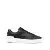 Balmain Round Toe Leather Sneakers With Flat Rubber Sole In Black