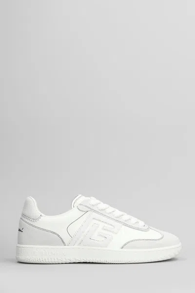 Balmain Sneakers In White Suede And Leather