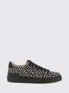 Balmain B-court Sneakers In Leather And Monogram Jacquard In Black