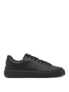 Balmain Black Low Top Sneakers With Logo In Leather In Black