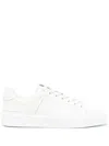 Balmain B-court White Low Top Sneakers With Logo Patch On The Tongue In Leather Man In White