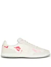 Balmain Swan Sneakers In Leather And Suede Color White And Red In White