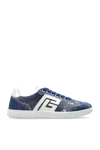 Balmain Swan Low-top Denim Sneakers