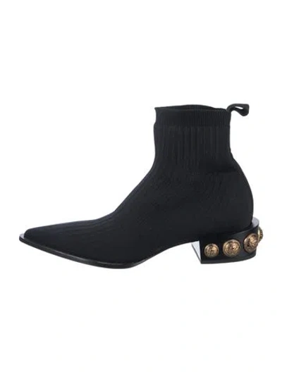 Pre-owned Balmain Sock Boots In Black