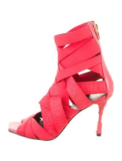 Pre-owned Balmain Sock Boots In Red