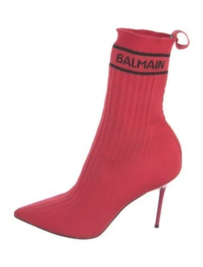 Pre-owned Balmain Sock Boots In Red