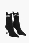 Balmain Sock Heeled Boots With Logo Print In Black
