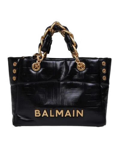 Balmain Soft Calfskin Bag In Black