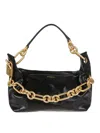 Balmain Soft Leather Handbag With Gold Chain In Black