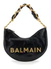 Balmain 'soft Moon 1945' Black Shoulder Bag With Lettering Logo On The Front