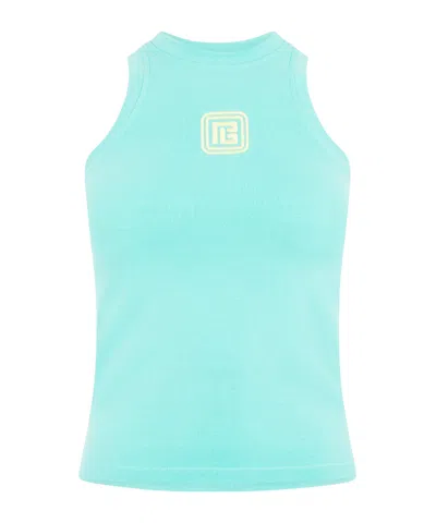 Balmain Soft Tight Vest In Blue