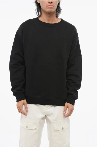 Balmain Solid Color Crew-neck T-shirt With Contrasting Logo In Black