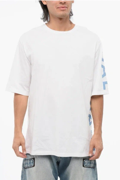 Balmain Solid Color Crew-neck T-shirt With Printed Logo In White