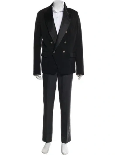 Pre-owned Balmain Solid Wool Blazer In Black