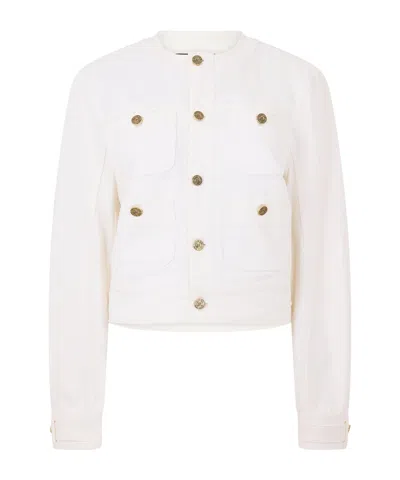 Balmain Solid-color Denim Jacket In White
