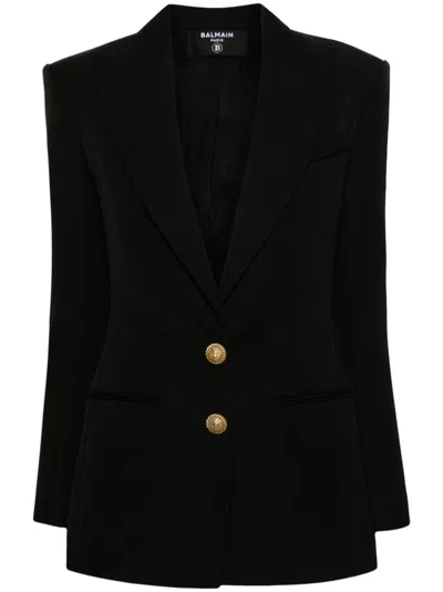 Balmain Sophisticated Black Peak Lapel Jacket For Women
