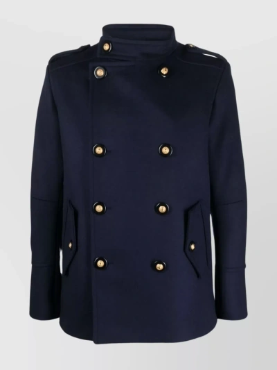 Balmain Style Short Coat In Blue