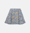 Balmain Space-dyed Cotton-blend Miniskirt In Blau