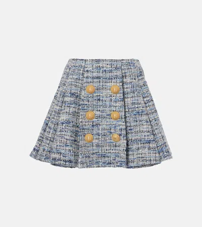 BALMAIN SPACE-DYED COTTON-BLEND MINISKIRT