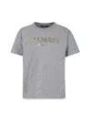 Balmain Grey T-shirt For Kids With Logo In Multicolour
