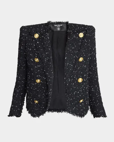 BALMAIN SPENCER 8-BUTTON POLKA DOT TWEED JACKET