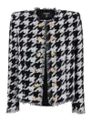 Balmain Tweed Houndstooth Jacket In Multi