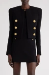 Balmain Spencer Cropped Cotton Jacket In 0pa Black