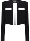 Balmain Panel Cropped Jacket Gold Buttons Sleeves In Black