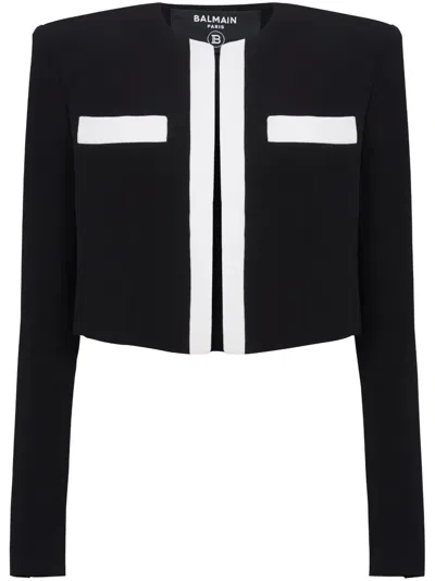 BALMAIN SPENCER CREPE CROPPED JACKET
