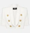 Balmain Spencer Tweed 6-button Short-sleeve Jacket In White