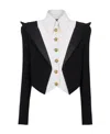 Balmain Spencer Cropped Virgin Wool Jacket In Black