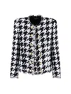 Balmain Tweed Houndstooth Jacket In Multi