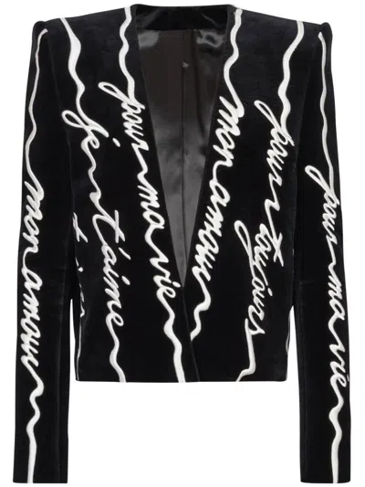 Balmain Spencer Embroidered Blazer In Black