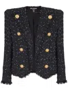 Balmain Polka-dot Tweed Spencer Jacket In Black