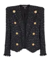 Balmain Polka-dot Tweed Spencer Jacket In Black