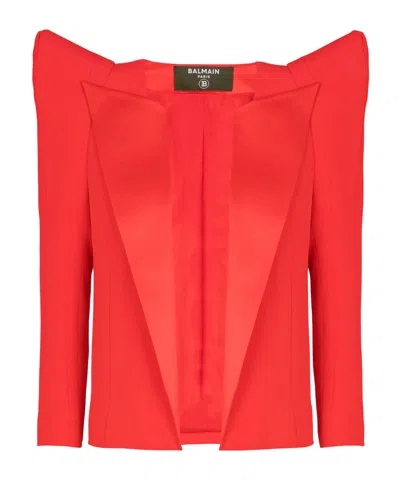 BALMAIN BALMAIN STRUCTURED SHOULDERS CROPPED CREPE JACKET