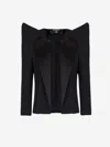 Balmain Cropped Grain De Poudre Jacket With Structured Shoulders In Black
