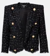 Balmain Polka-dot Tweed Spencer Jacket In Schwarz