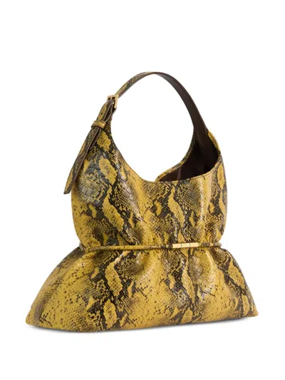 Balmain Sphynx Medium Bag In Python-effect Leather In Yellow
