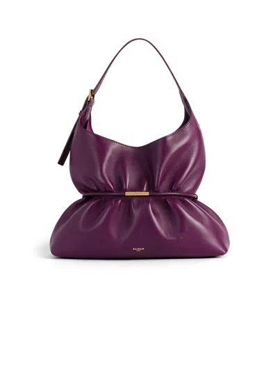 Balmain Sphynx Medium Bag In Smooth Leather In Purple