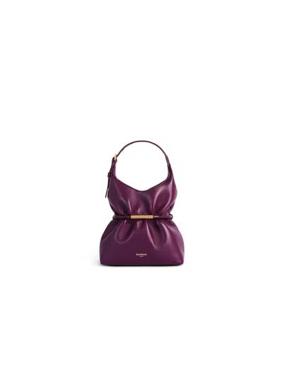 Balmain Sphynx Mini Bag In Smooth Leather In Purple