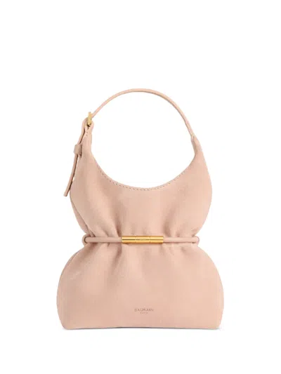 Balmain Sphynx Mini Bag In Suede In Purple