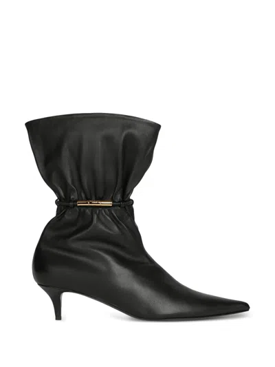 Balmain Sphynx Smooth Leather Ankle Boots In Black