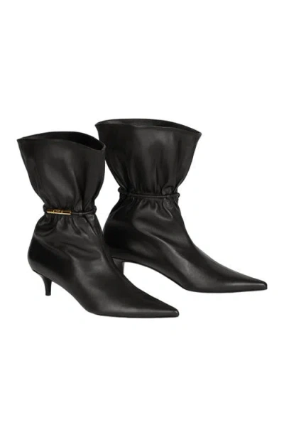 Balmain Sphynx Smooth Leather Ankle Boots In Purple
