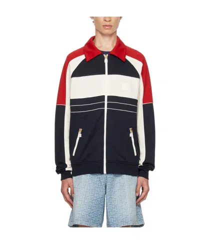 Balmain Spliced Zipper Casual Jacket In Black